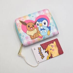 Loungefly Pokemon Eevee & Piplup Small Zip Wallet New